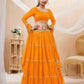 Jyoti Fashion Women's Yellow Georgette Leheriya Printed with Lace Work Lehenga Choli & Dupatta | Swadesiicart
