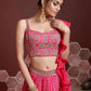 Jyoti Fashion Women's Pink Chinon Silk Digital Print with Heavy Embroidered Lehenga Choli & Dupatta | Swadesiicart