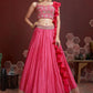 Jyoti Fashion Women's Pink Chinon Silk Digital Print with Heavy Embroidered Lehenga Choli & Dupatta | Swadesiicart