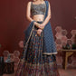 Jyoti Fashion Women's Blue Chinon Silk Digital Print with Heavy Embroidered Lehenga Choli & Dupatta | Swadesiicart