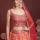Jyoti Fashion Women's Orange Organza Silk Digital Print with Heavy Embroidered Lehenga Choli & Dupatta | Swadesiicart