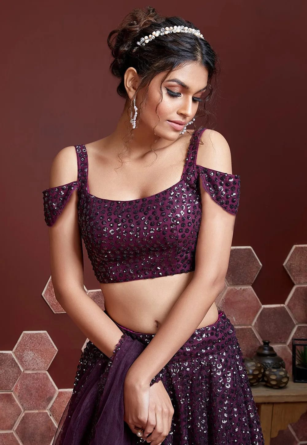 Jyoti Fashion Women's Purple Heavy Soft Net Heavy Sequins Embroidered Lehenga Choli & Dupatta | Swadesiicart