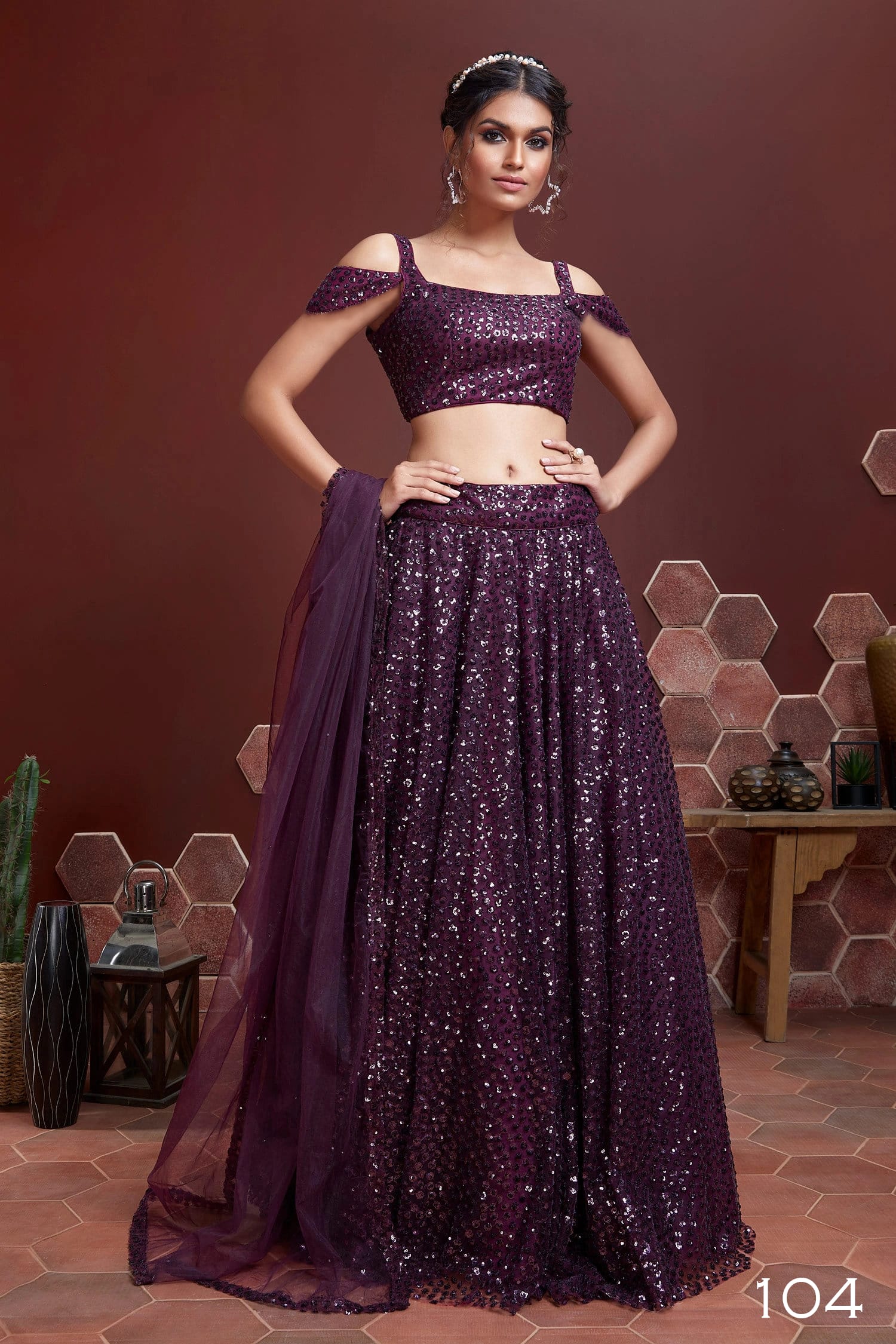 Jyoti Fashion Women's Purple Heavy Soft Net Heavy Sequins Embroidered Lehenga Choli & Dupatta | Swadesiicart