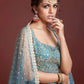 Jyoti Fashion Women's Teal Chinon Silk Digital Print with Heavy Embroidered Lehenga Choli & Dupatta | Swadesiicart