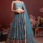 Jyoti Fashion Women's Teal Chinon Silk Digital Print with Heavy Embroidered Lehenga Choli & Dupatta | Swadesiicart