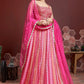 Jyoti Fashion Women's Pink Pure Chinon Silk Digital Print with Heavy Embroidered Lehenga Choli & Dupatta | Swadesiicart
