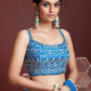 Jyoti Fashion Women's Sky Blue Pure Chinon Silk Digital Print with Heavy Embroidered Lehenga Choli & Dupatta | Swadesiicart
