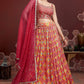 Jyoti Fashion Women's Red Pure Chinon Silk Digital Print with Heavy Embroidered Lehenga Choli & Dupatta | Swadesiicart