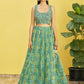 Jyoti Fashion Women's Green Organza Real Mirror with Sequins Thread Embroidered Lehenga Choli & Dupatta | Swadesiicart