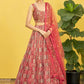 Jyoti Fashion Women's Brown Organza Real Mirror with Sequins Thread Embroidered Lehenga Choli & Dupatta | Swadesiicart