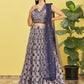 Jyoti Fashion Women's Blue Chinon Real Mirror with Sequins Thread Embroidered Lehenga Choli & Dupatta | Swadesiicart