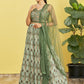 Jyoti Fashion Women's Green Chinon Real Mirror with Sequins Thread Embroidered Lehenga Choli & Dupatta | Swadesiicart