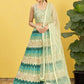 Jyoti Fashion Women's Green Chinon Real Mirror with Sequins Thread Embroidered Lehenga Choli & Dupatta | Swadesiicart