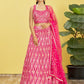 Jyoti Fashion Women's Pink Chinon Real Mirror with Sequins Thread Embroidered Lehenga Choli & Dupatta | Swadesiicart