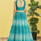 Jyoti Fashion Women's Blue Organza Real Mirror with Sequins Thread Embroidered Lehenga Choli & Dupatta | Swadesiicart