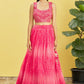 Jyoti Fashion Women's Pink Organza Real Mirror with Sequins Thread Embroidered Lehenga Choli & Dupatta | Swadesiicart