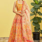Jyoti Fashion Women's Yellow Organza Real Mirror with Sequins Thread Embroidered Lehenga Choli & Dupatta | Swadesiicart