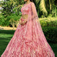 Jyoti Fashion Women's Pink Soft Net Multi Sequins Thread Embroidered Lehenga Choli & Dupatta | Swadesiicart