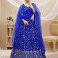 Jyoti Fashion Women's Blue Georgette Sequins Zari Embroidered Lehenga Choli & Dupatta | Swadesiicart