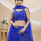 Jyoti Fashion Women's Blue Georgette Sequins Zari Embroidered Lehenga Choli & Dupatta | Swadesiicart