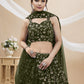 Jyoti Fashion Women's Green Georgette Sequins Zari Embroidered Lehenga Choli & Dupatta | Swadesiicart