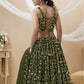 Jyoti Fashion Women's Green Georgette Sequins Zari Embroidered Lehenga Choli & Dupatta | Swadesiicart