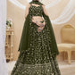 Jyoti Fashion Women's Green Georgette Sequins Zari Embroidered Lehenga Choli & Dupatta | Swadesiicart