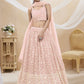 Jyoti Fashion Women's Baby Pink Georgette Sequins Zari Embroidered Lehenga Choli & Dupatta | Swadesiicart