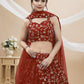 Jyoti Fashion Women's Maroon Georgette Sequins Zari Embroidered Lehenga Choli & Dupatta | Swadesiicart