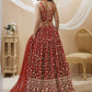 Jyoti Fashion Women's Maroon Georgette Sequins Zari Embroidered Lehenga Choli & Dupatta | Swadesiicart