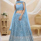 Jyoti Fashion Women's Sky Blue Georgette Sequins Zari Embroidered Lehenga Choli & Dupatta | Swadesiicart