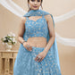 Jyoti Fashion Women's Sky Blue Georgette Sequins Zari Embroidered Lehenga Choli & Dupatta | Swadesiicart
