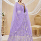 Jyoti Fashion Women's Lavender Georgette Sequins Zari Embroidered Lehenga Choli & Dupatta | Swadesiicart