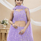 Jyoti Fashion Women's Lavender Georgette Sequins Zari Embroidered Lehenga Choli & Dupatta | Swadesiicart