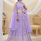 Jyoti Fashion Women's Lavender Georgette Sequins Zari Embroidered Lehenga Choli & Dupatta | Swadesiicart