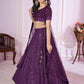 Jyoti Fashion Women's Purple Georgette Sequins Thread Embroidered Lehenga Choli & Dupatta | Swadesiicart