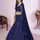 Jyoti Fashion Women's Navy Blue Georgette Sequins Thread Embroidered Lehenga Choli & Dupatta | Swadesiicart