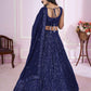 Jyoti Fashion Women's Navy Blue Georgette Sequins Thread Embroidered Lehenga Choli & Dupatta | Swadesiicart