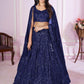 Jyoti Fashion Women's Navy Blue Georgette Sequins Thread Embroidered Lehenga Choli & Dupatta | Swadesiicart