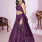 Jyoti Fashion Women's Purple Georgette Sequins Thread Embroidered Lehenga Choli & Dupatta