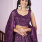 Jyoti Fashion Women's Purple Georgette Sequins Thread Embroidered Lehenga Choli & Dupatta