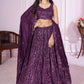 Jyoti Fashion Women's Purple Georgette Sequins Thread Embroidered Lehenga Choli & Dupatta