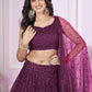 Jyoti Fashion Women's Wine Soft Net Sequins Thread Embroidered Lehenga Choli & Dupatta | Swadesiicart