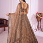 Jyoti Fashion Women's Brown Soft Net Sequins Thread Embroidered Lehenga Choli & Dupatta | Swadesiicart