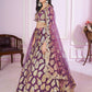 Jyoti Fashion Women's Purple Georgette Sequins Zari Embroidered Lehenga Choli & Dupatta | Swadesiicart