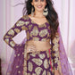 Jyoti Fashion Women's Purple Georgette Sequins Zari Embroidered Lehenga Choli & Dupatta | Swadesiicart