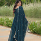Jyoti Fashion Women's Rama Faux Blooming Sequins with Zari Embroidered Long Anarkali Sets | Swadesiicart