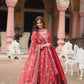 Jyoti Fashion Women's Maroon Chinon Rich Sequins Embroidered Long Anarkali Sets | Swadesiicart
