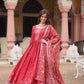 Jyoti Fashion Women's Maroon Chinon Rich Sequins Embroidered Long Anarkali Sets | Swadesiicart