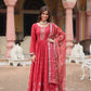 Jyoti Fashion Women's Maroon Chinon Rich Sequins Embroidered Long Anarkali Sets | Swadesiicart